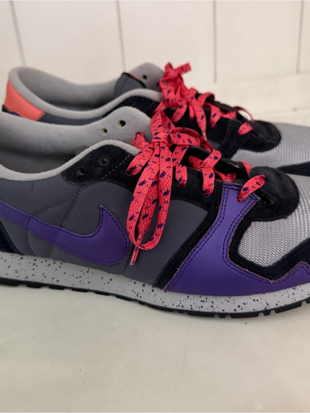 Nike Gray and Purple Sneakers with Pink Speckled Laces